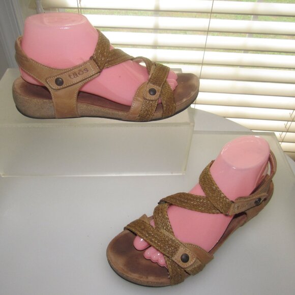 TAOS Trulie Brown Braided Leather Comfort Sandals Shoes Size 40 (US 9-9.5) - Picture 2 of 6